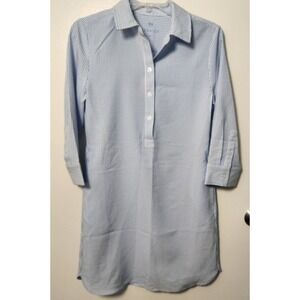 Renwick Blue Seersucker Shirt Dress NWOT Above-Knee 3/4 Sleeve XS Nautical Beach